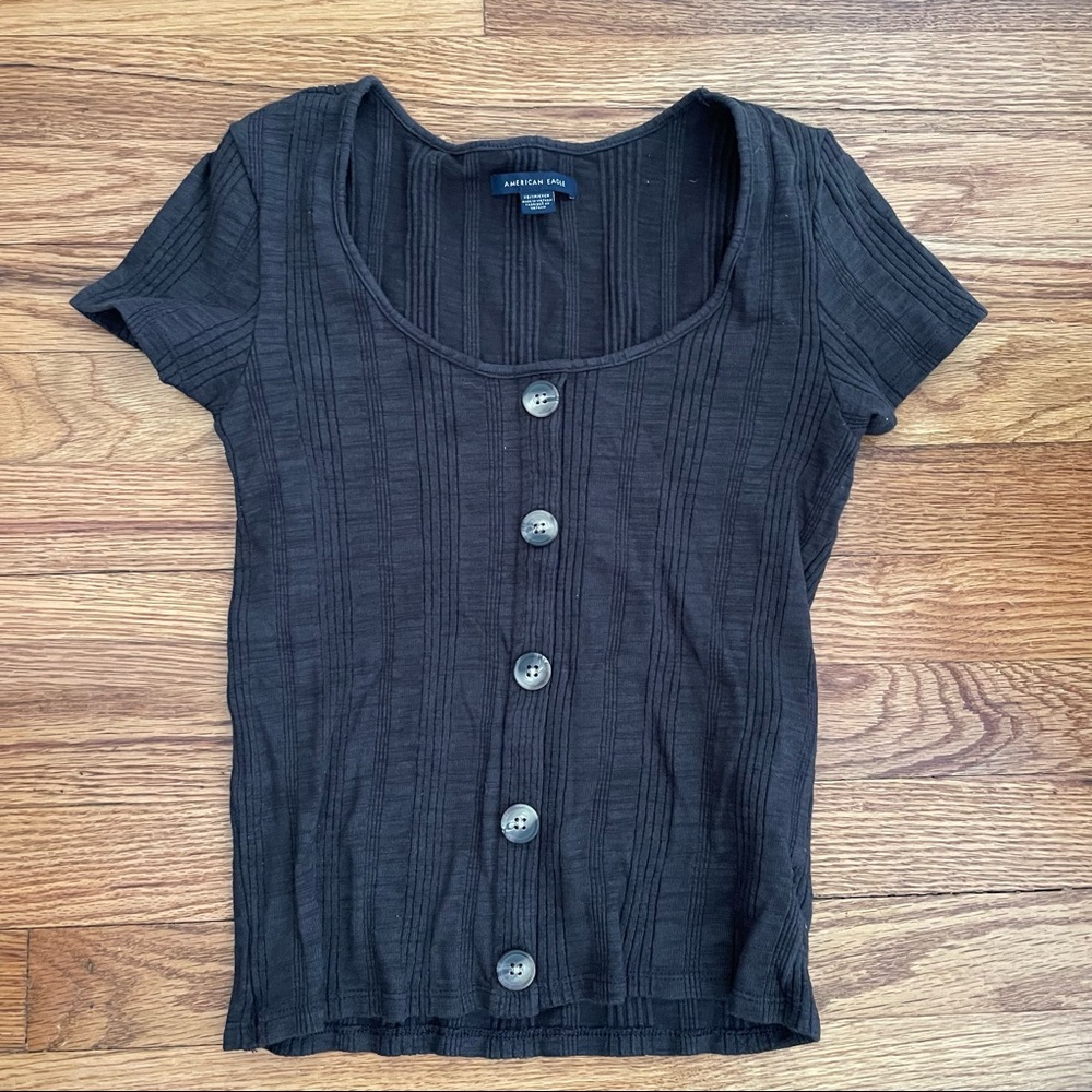 American Eagle ribbed brown cotton t-shirt size XS